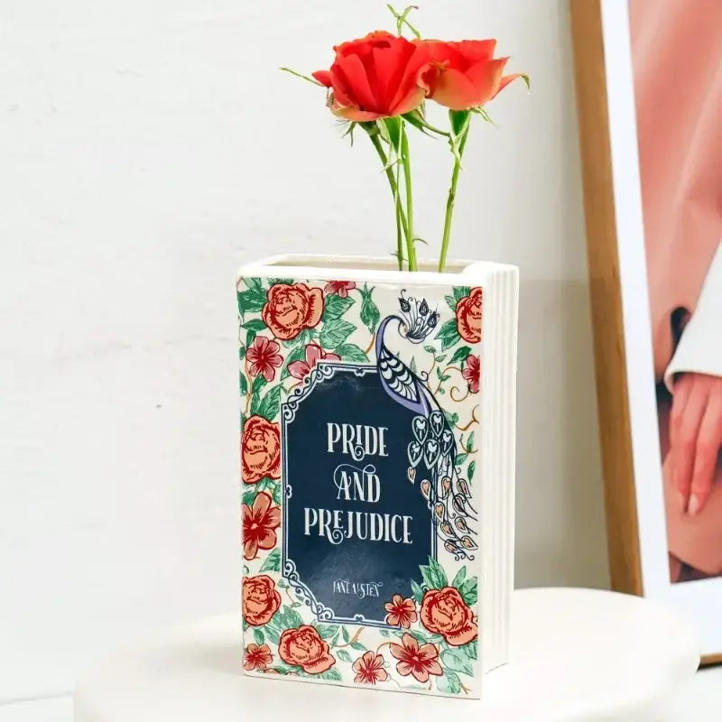 Navy Ceramic Book Vase