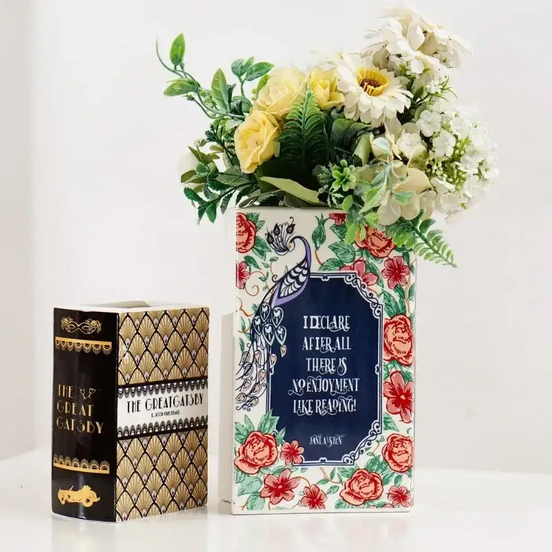 Navy Ceramic Book Vase