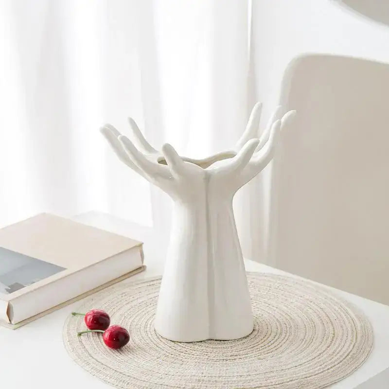 White Hand Resin Vase