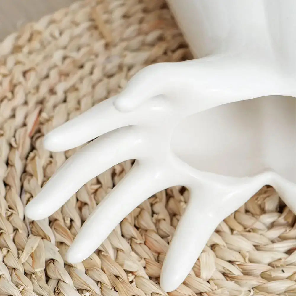 White Hand Resin Vase