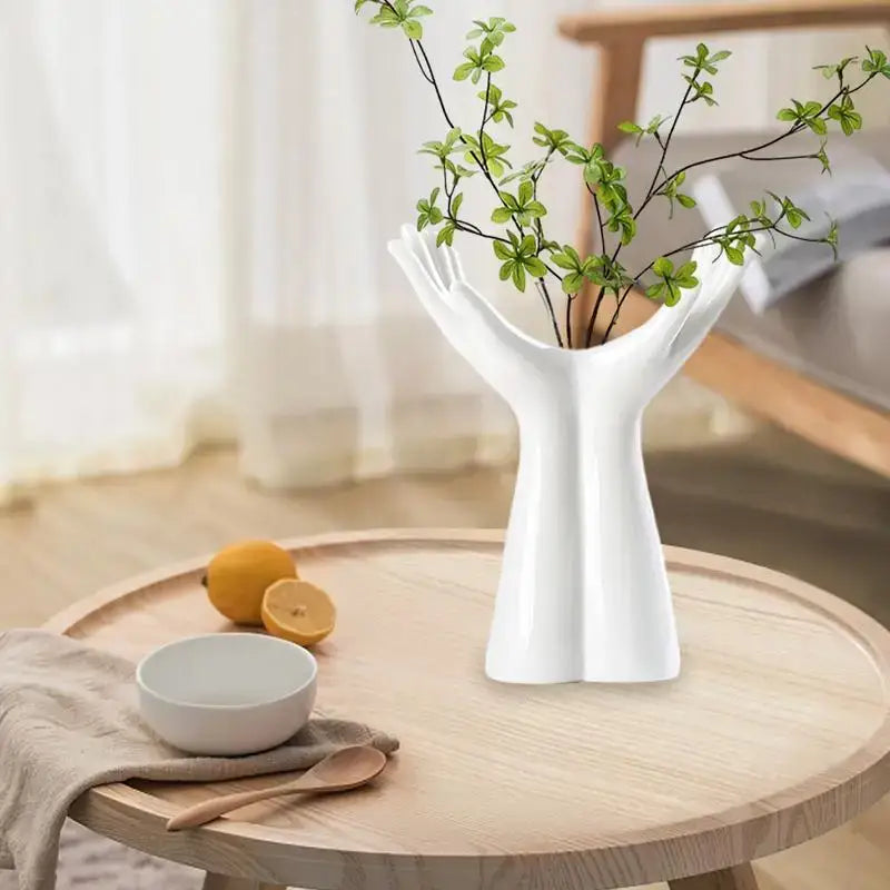 White Hand Resin Vase