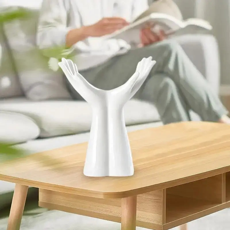 White Hand Resin Vase