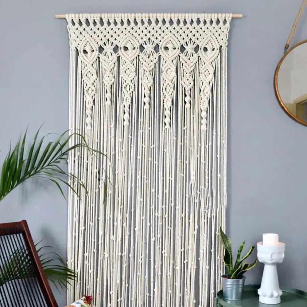 Cream Macrame Door Curtain