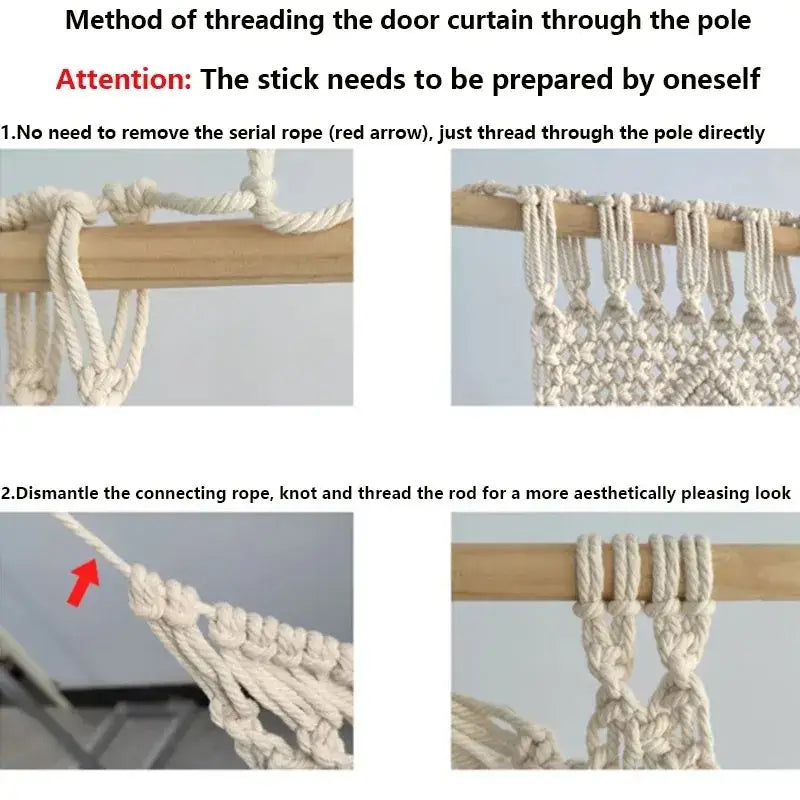 Cream Macrame Door Curtain