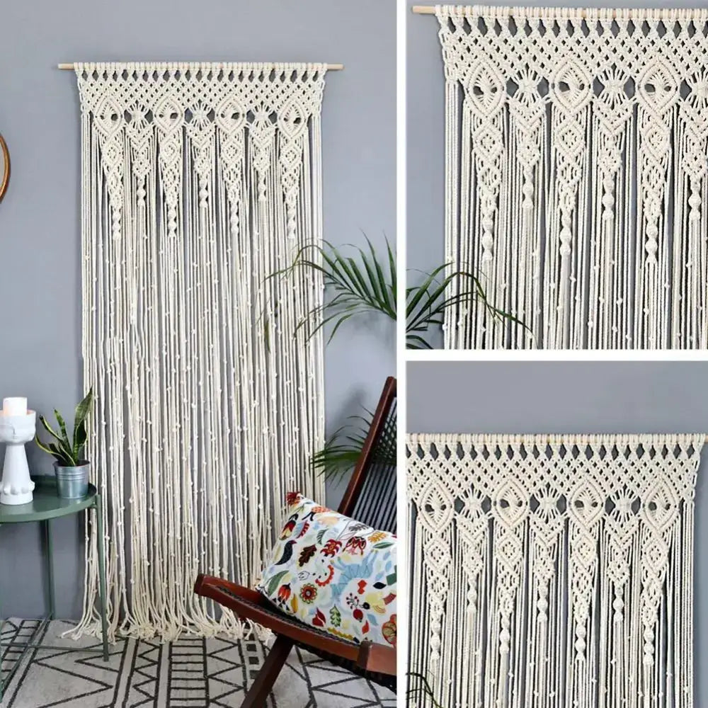 Cream Macrame Door Curtain