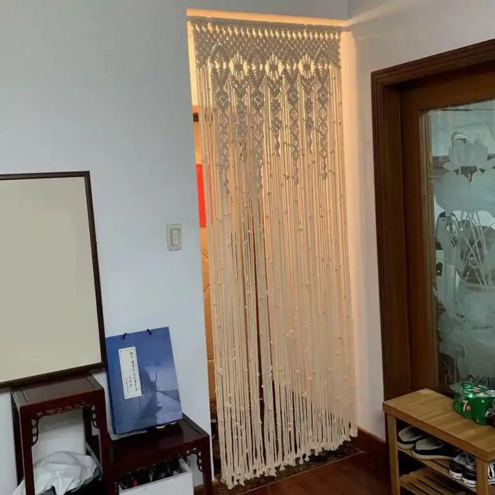 Cream Macrame Door Curtain
