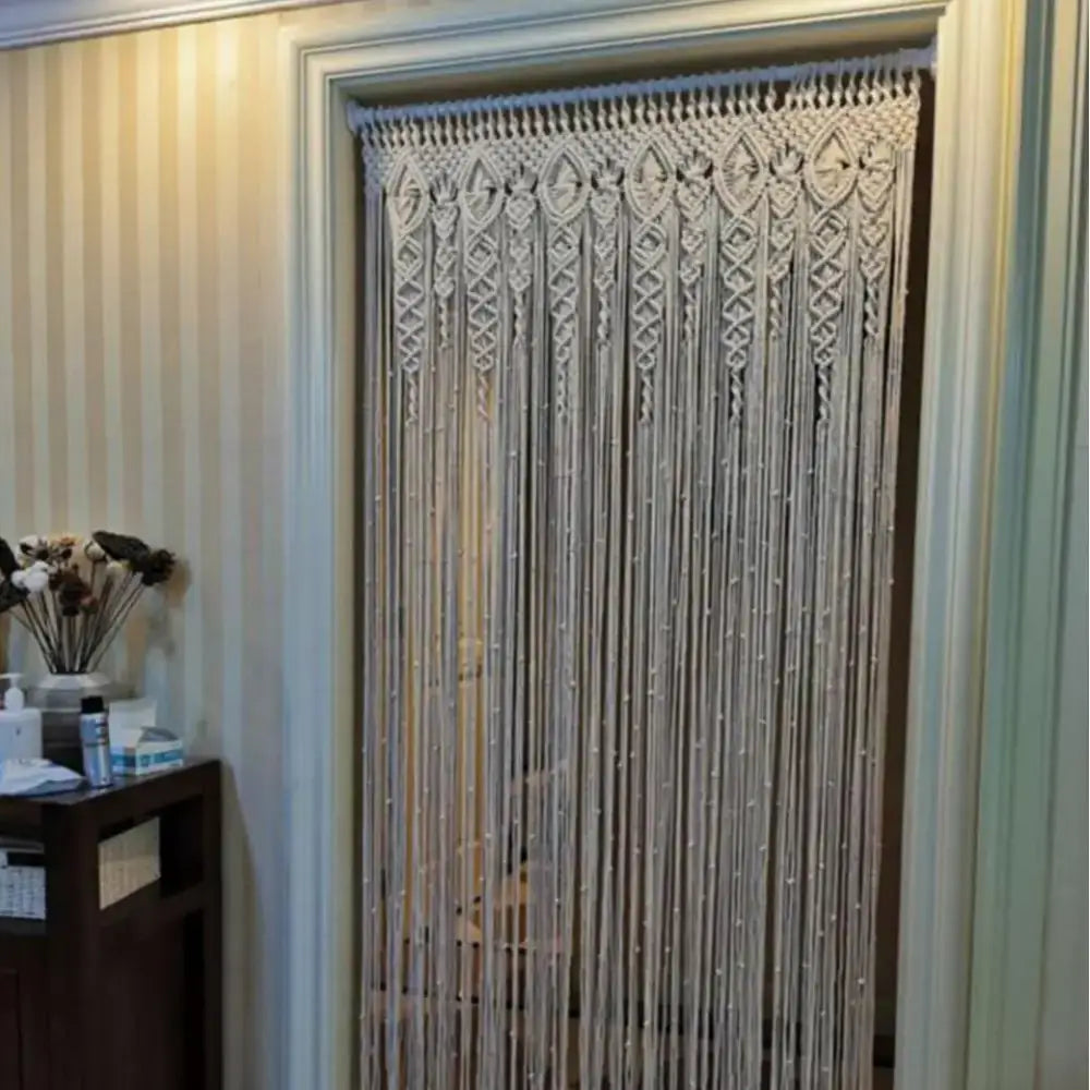 Cream Macrame Door Curtain