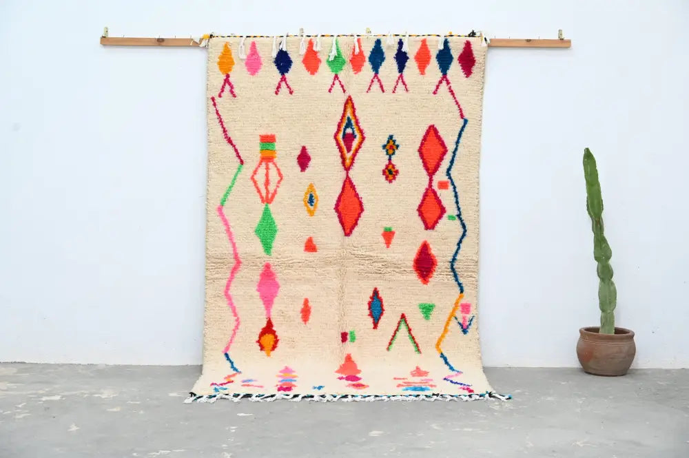 Beige Moroccan Geometric Rug