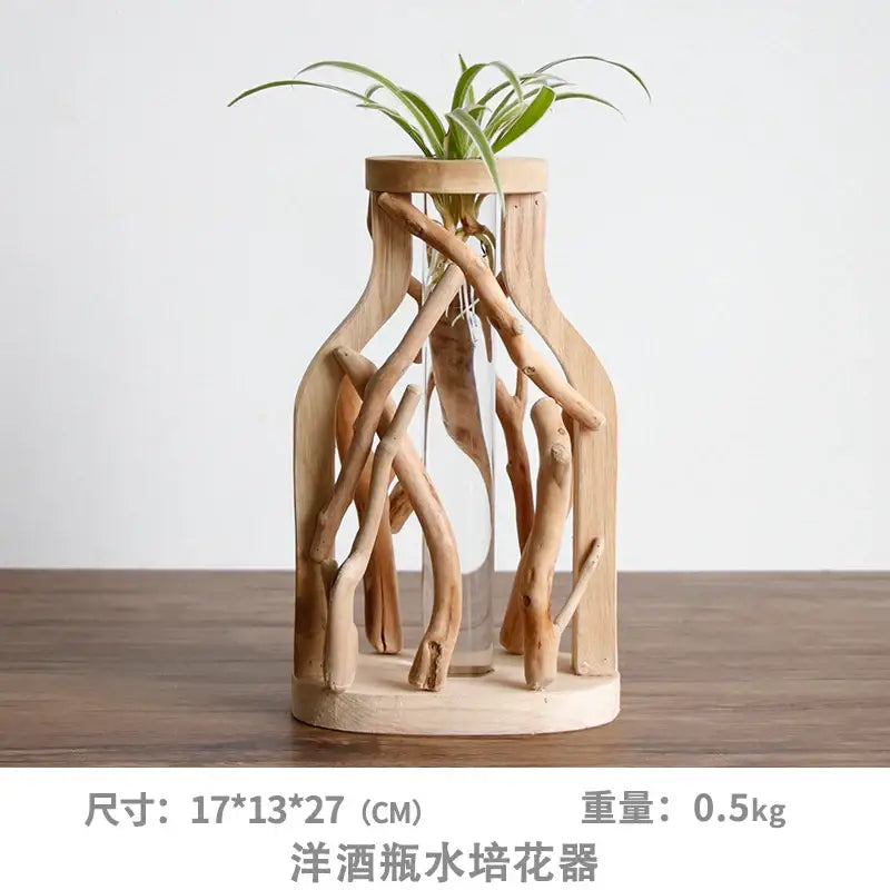 Handcrafted Wooden Glass Vase
