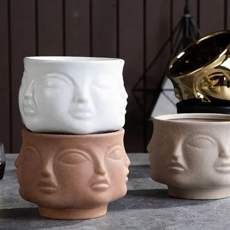White Ceramic Face Vase