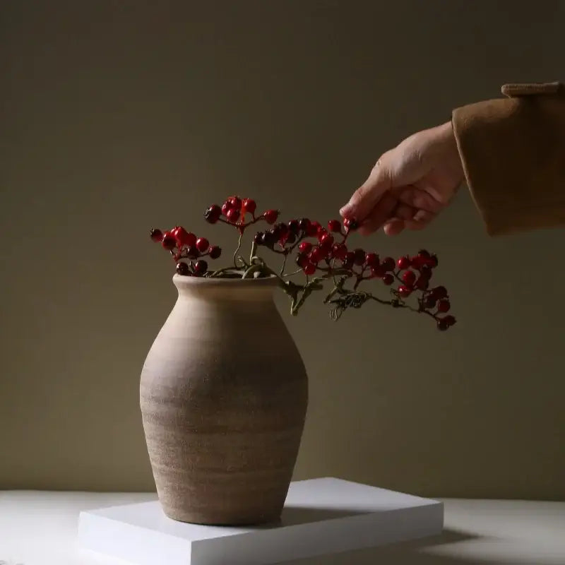 Beige Ceramic Vintage Vase