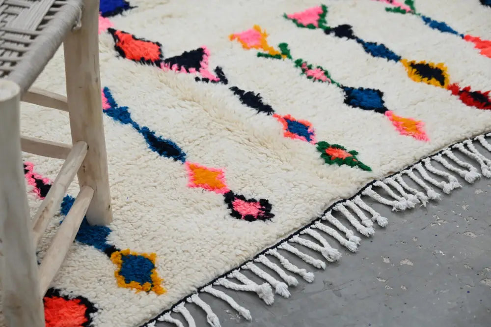 Beige Azilal Moroccan Rug Cozy Soft Wool