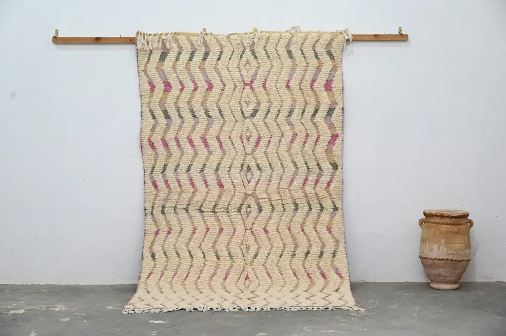 Beige Pink Zigzag Rug