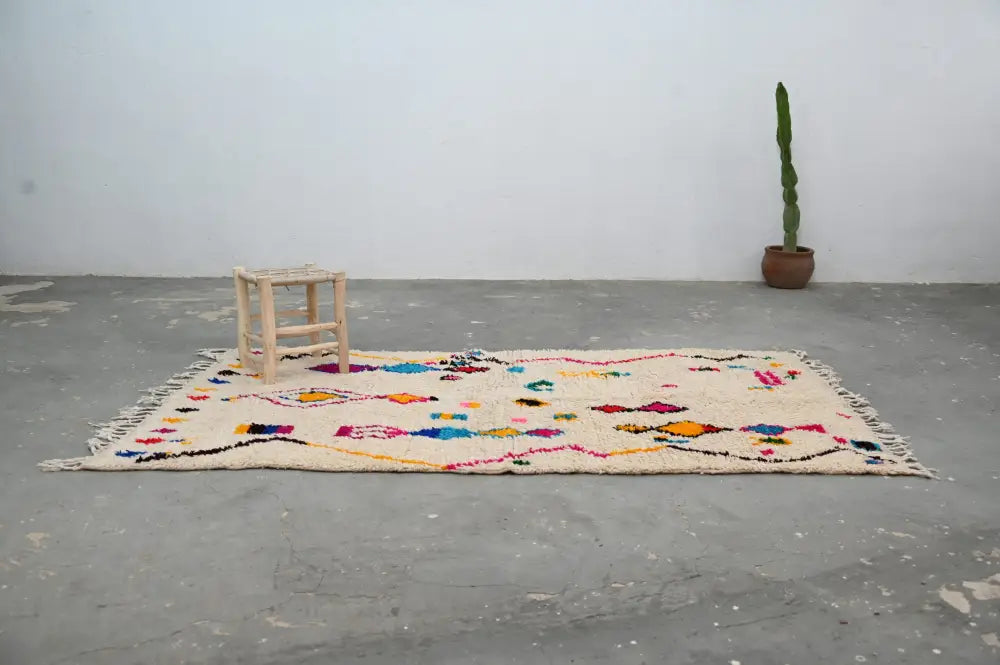Beige Geometric Azilal Rug High-Quality Wool