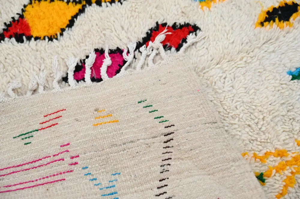 Beige Geometric Azilal Rug High-Quality Wool