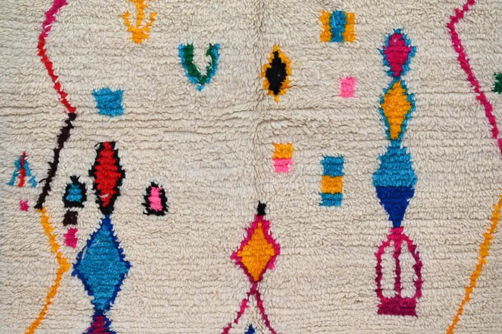 Beige Geometric Azilal Rug High-Quality Wool