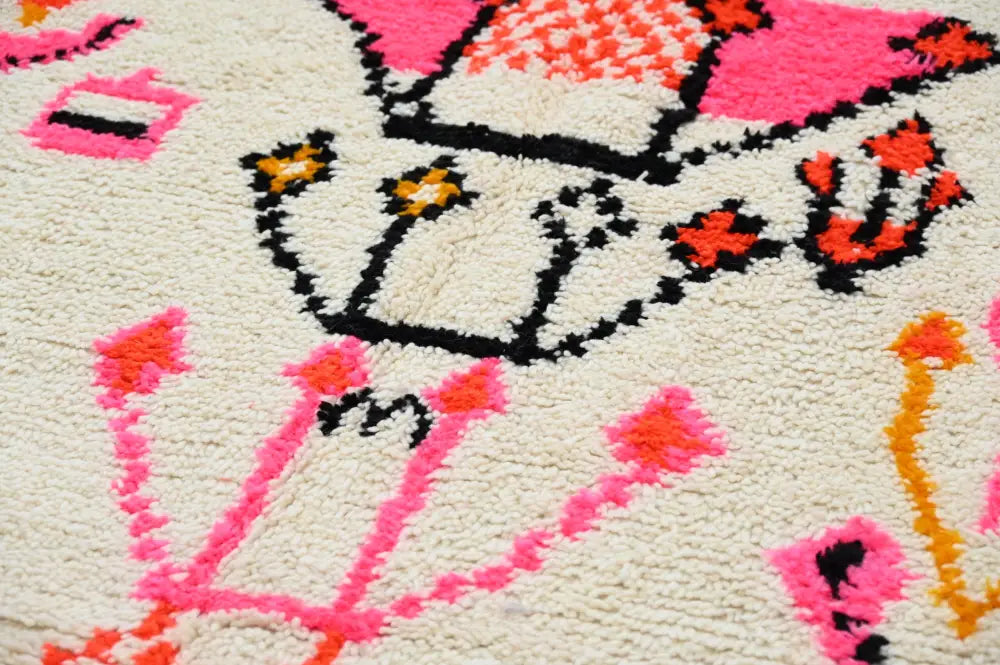 Beige Pink Moroccan Rug 245 x 141 cm