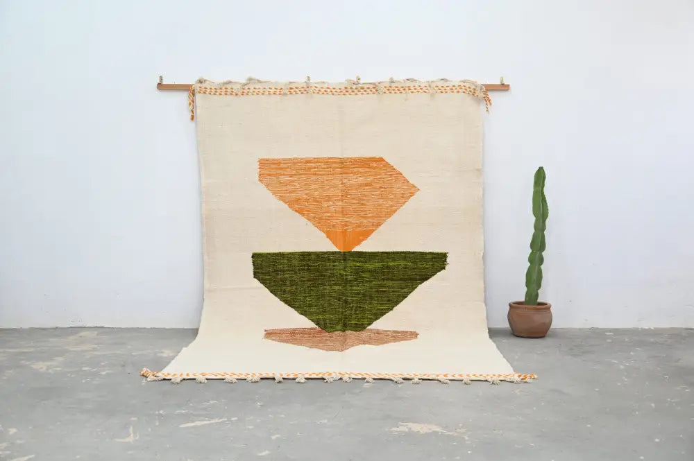 Beige Orange Wall Rug