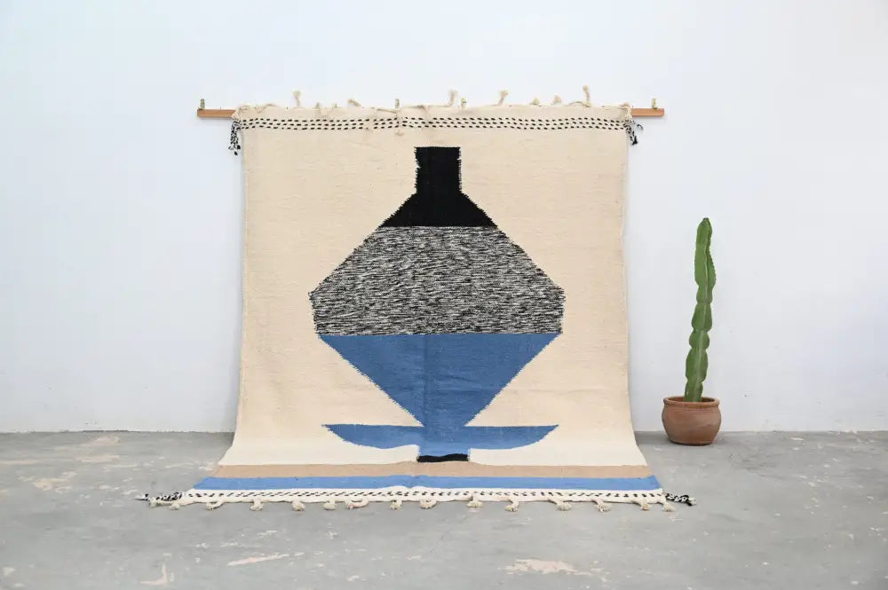 Beige Geometric Moroccan Rug
