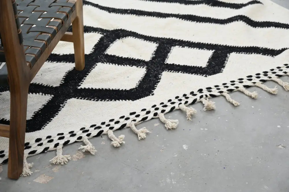 Beige Black Wool Rug