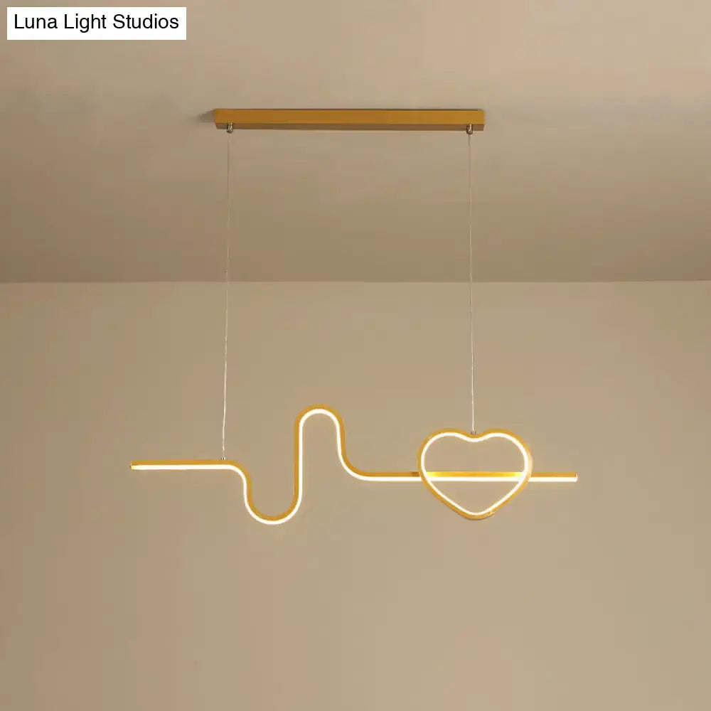Gold Heart Line Pendant Light