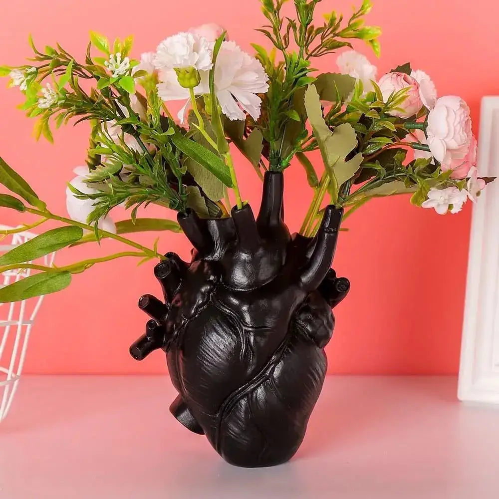 Red Resin Heart Vase