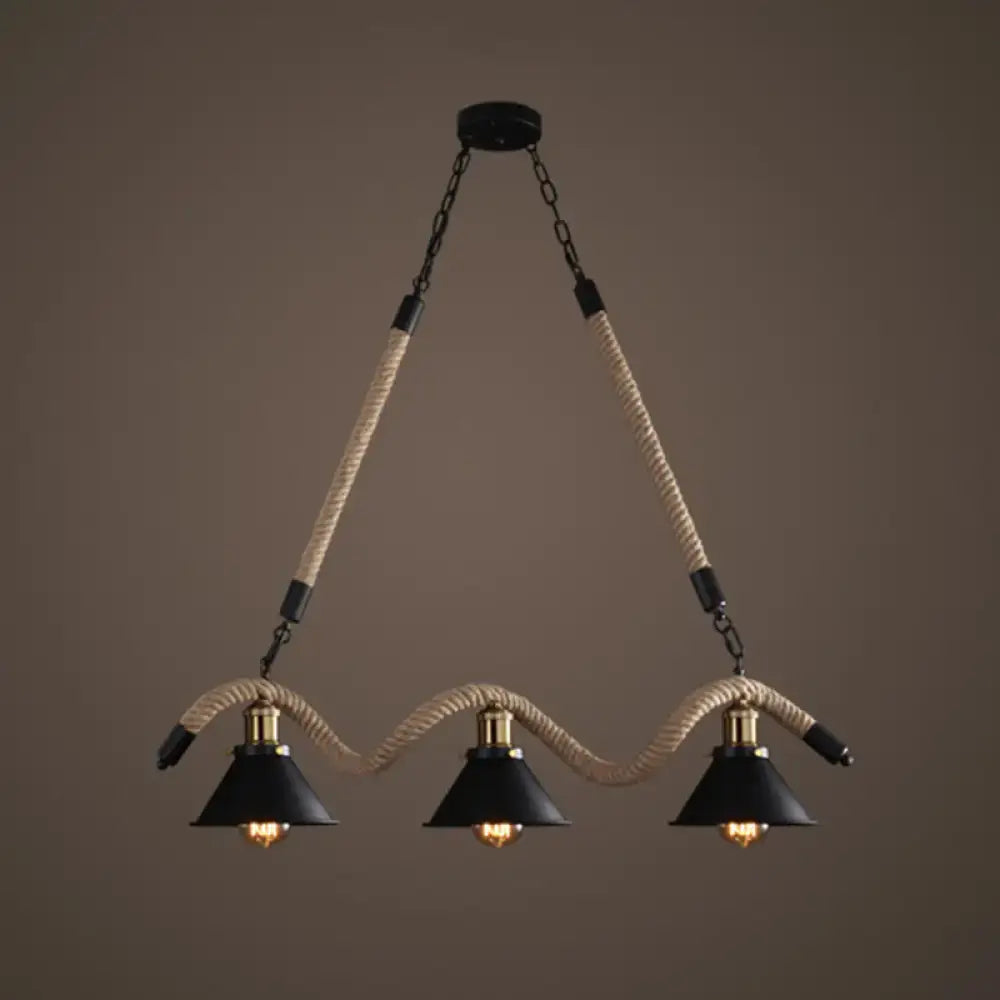 Black Hemp Rope Pendant Lamp