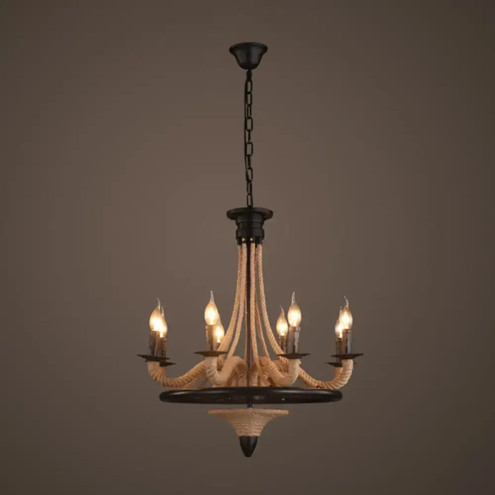 Black Hemp Rope Pendant Lamp