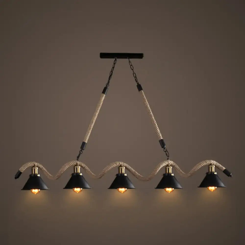 Black Hemp Rope Pendant Lamp