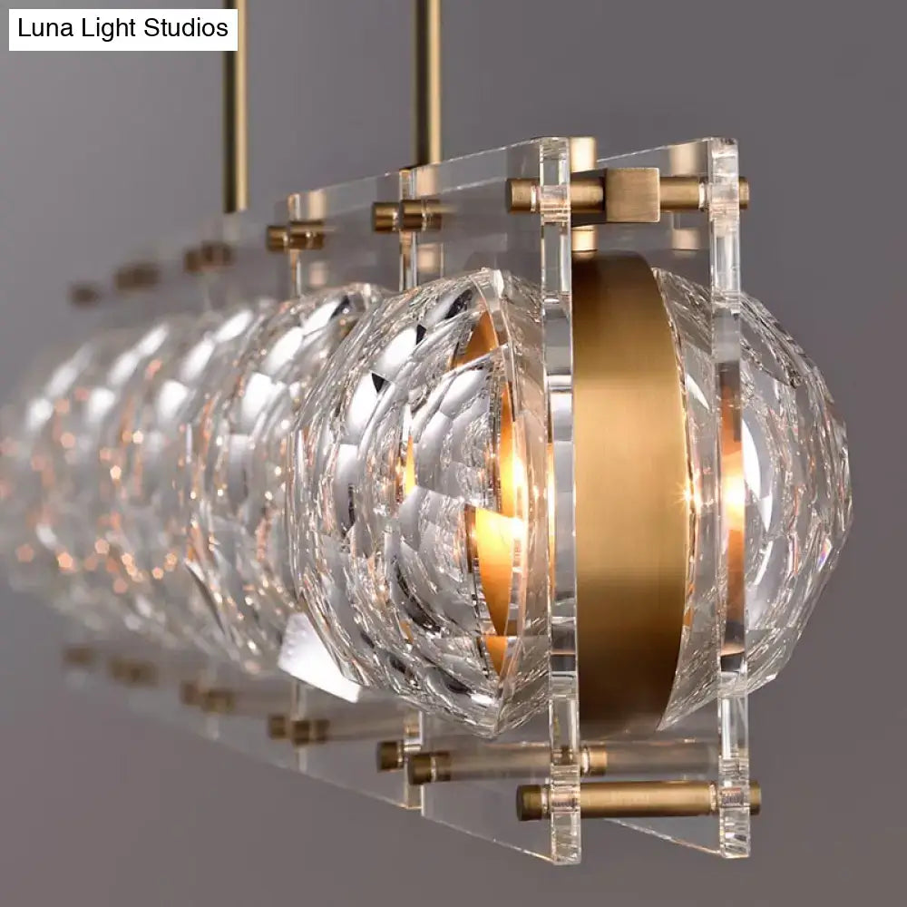 Brass Glass Five-Globe Ball Pendant Light