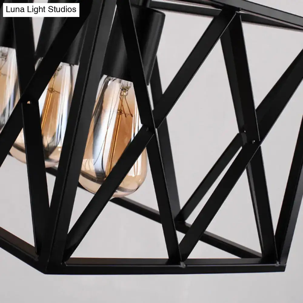 Black Rectangle Frame Six-Light Pendant
