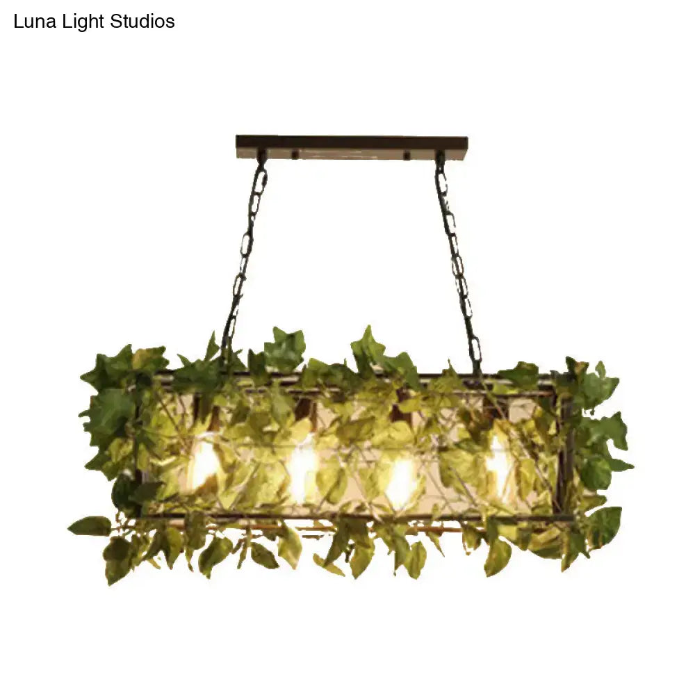 Black Faux Plant Island Lamp