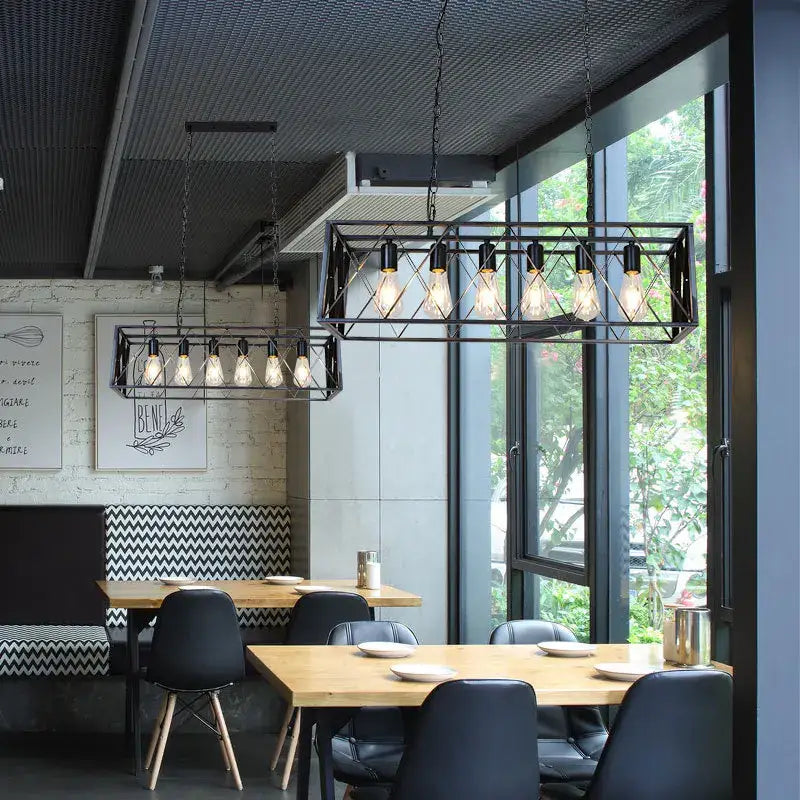 Black Lattice Industrial Pendant