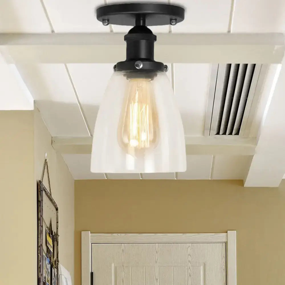 Black Glass Semi Flush Light