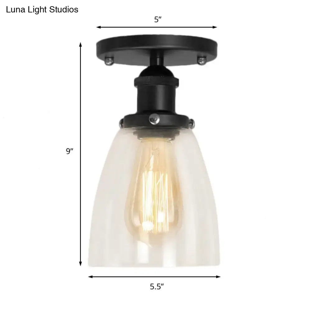 Black Glass Semi Flush Light