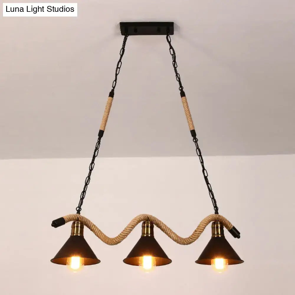 Black Matte Twisted Rope Pendant Light