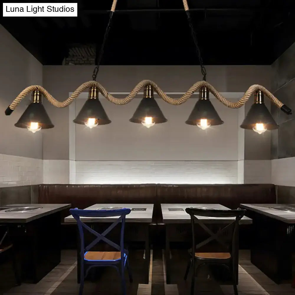 Black Matte Twisted Rope Pendant Light