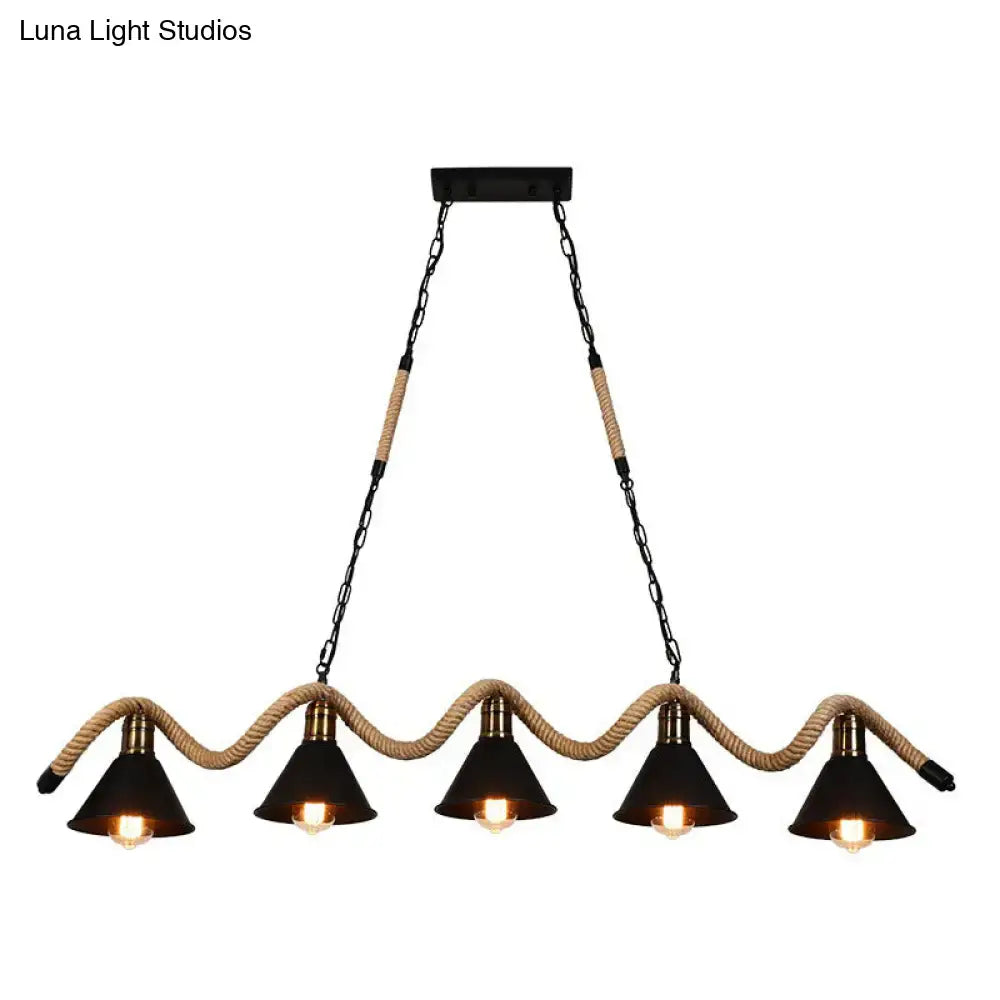 Black Matte Twisted Rope Pendant Light