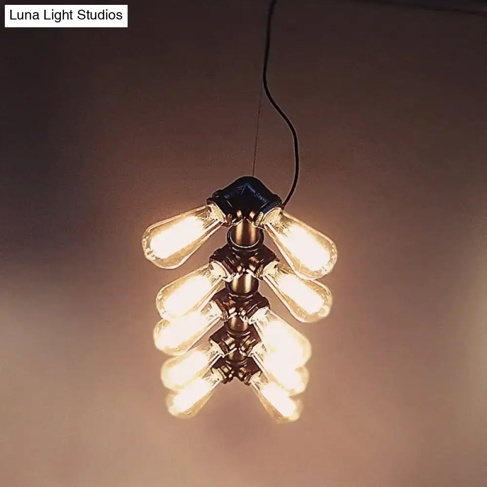 Black Pipe Amber Glass Light