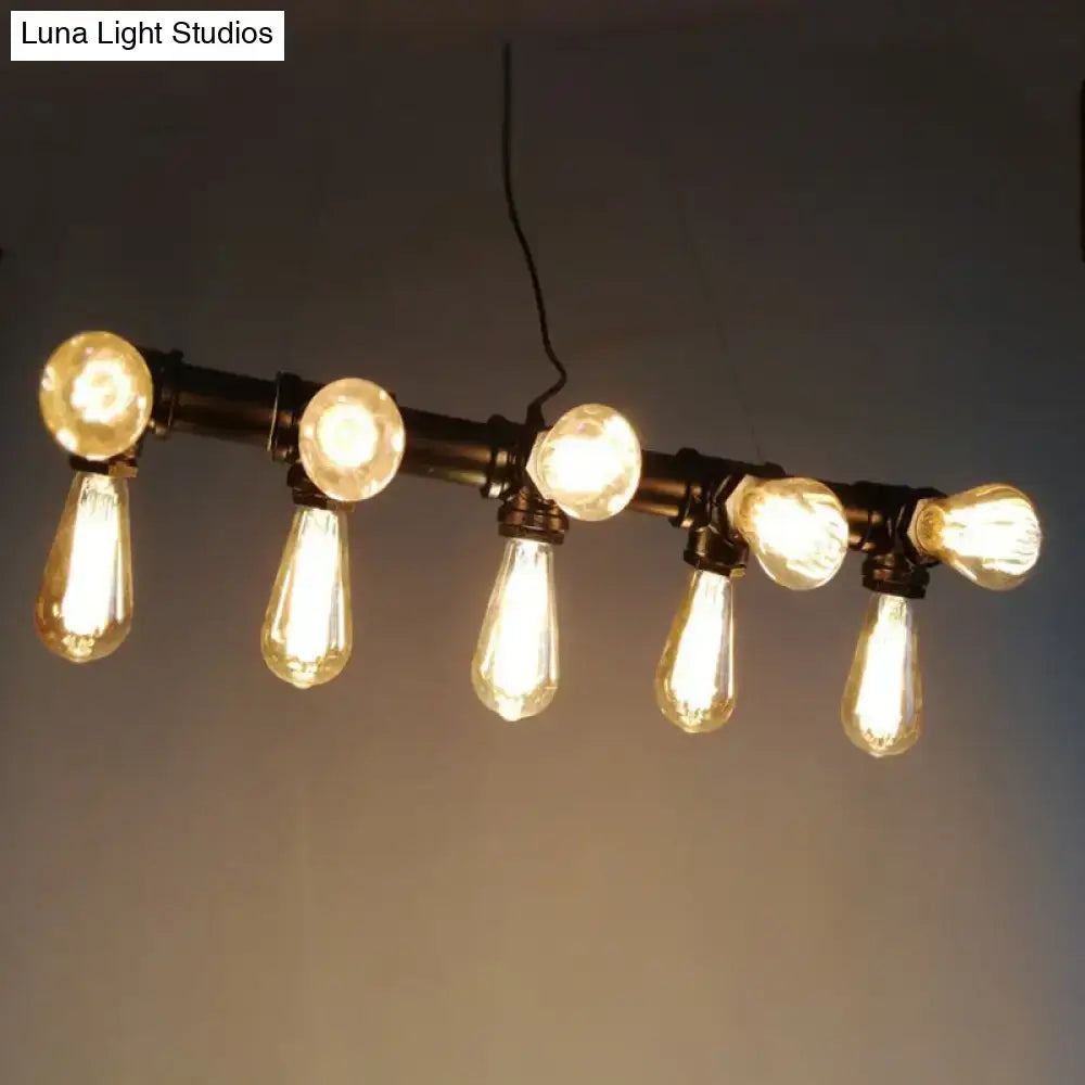 Black Pipe Amber Glass Light