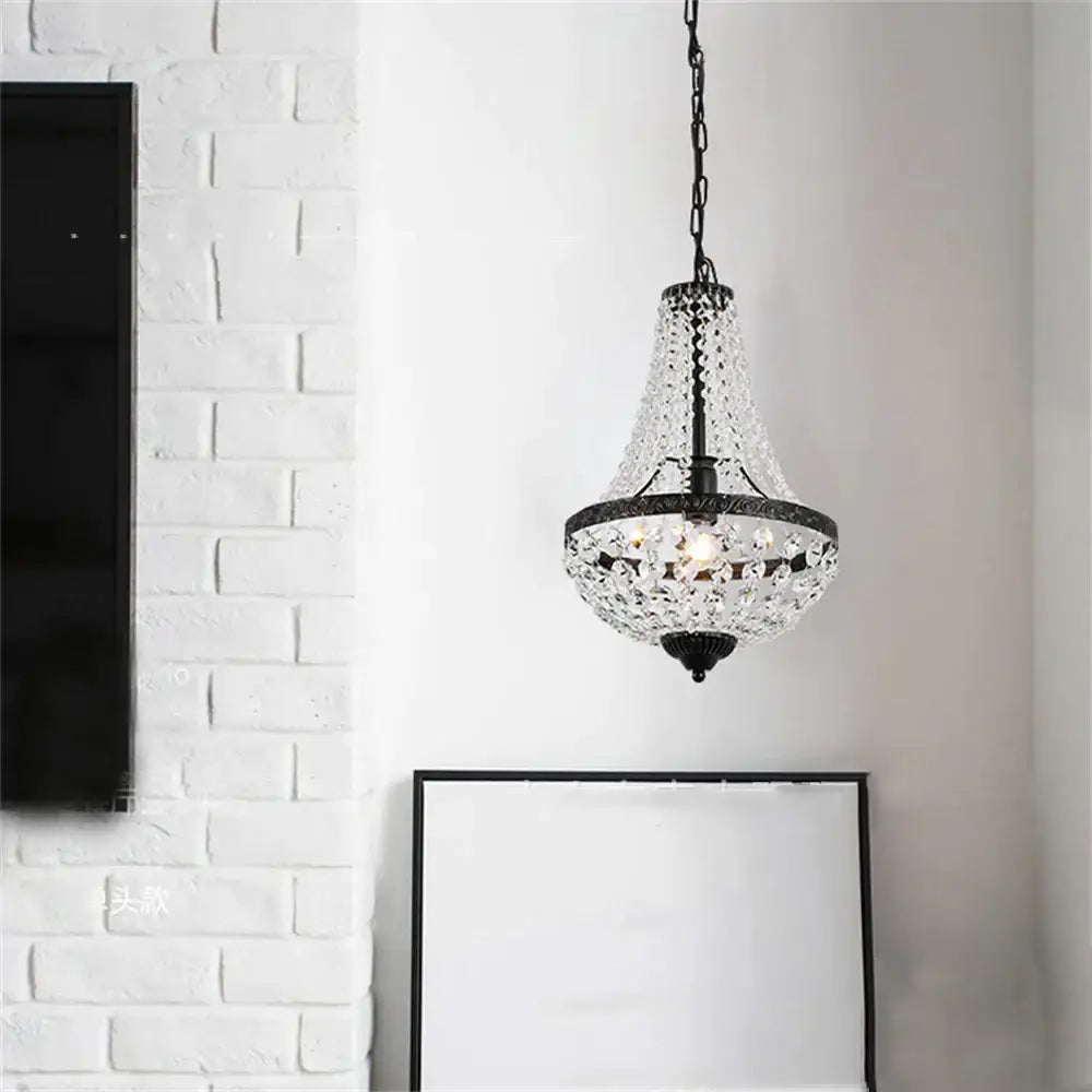 Black Crystal Chandelier Iron Art for Formal Dining