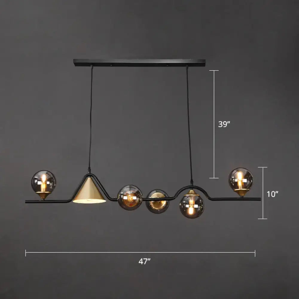 Black Gold Geometric Six-Light Island Pendant