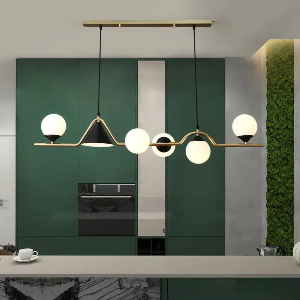Black Gold Geometric Six-Light Island Pendant