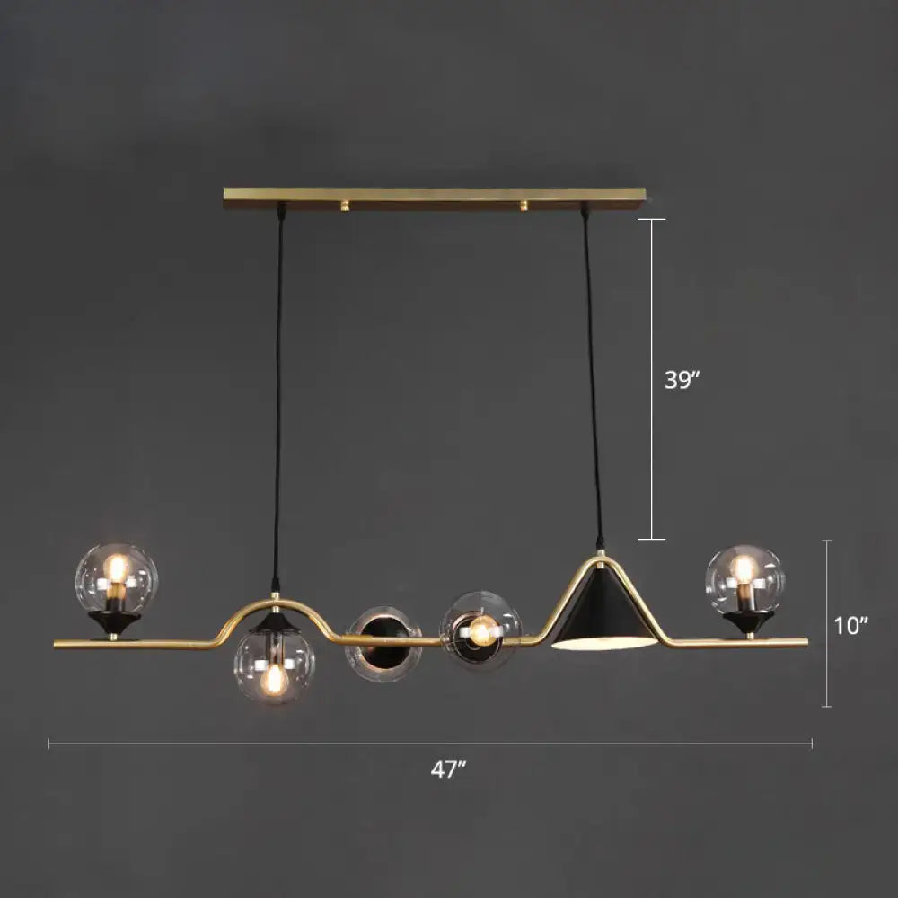 Black Gold Geometric Six-Light Island Pendant