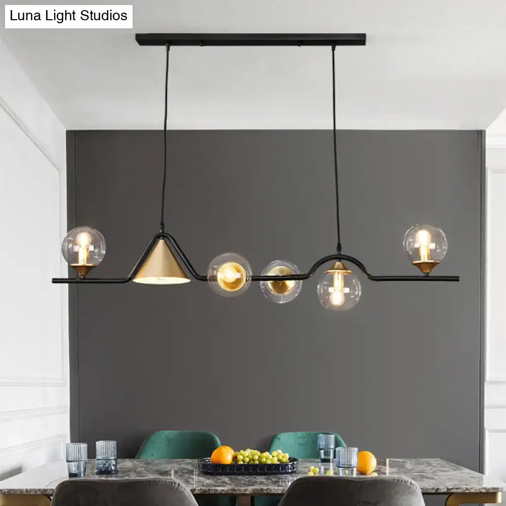 Black Gold Geometric Six-Light Island Pendant
