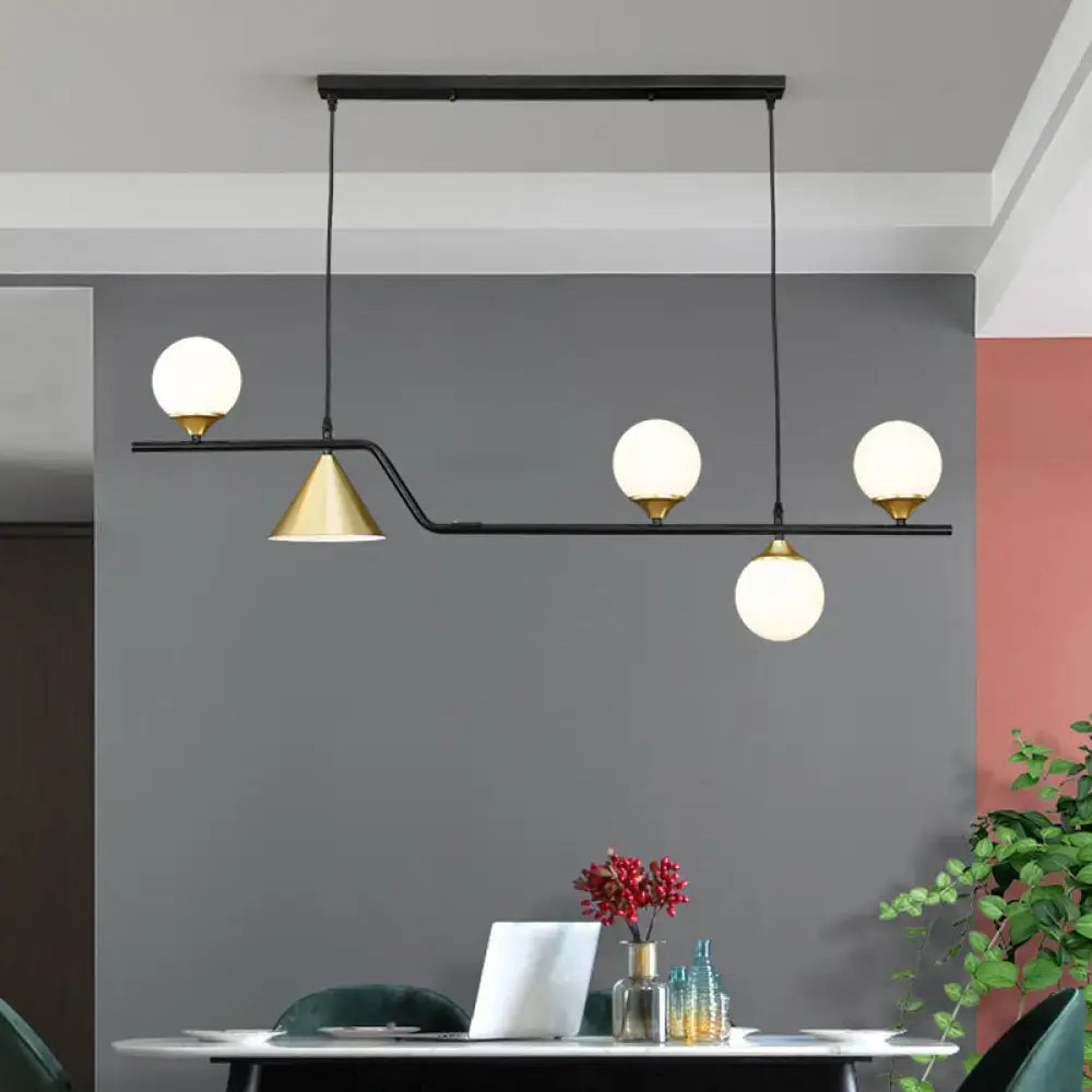 Black Gold Geometric Six-Light Island Pendant