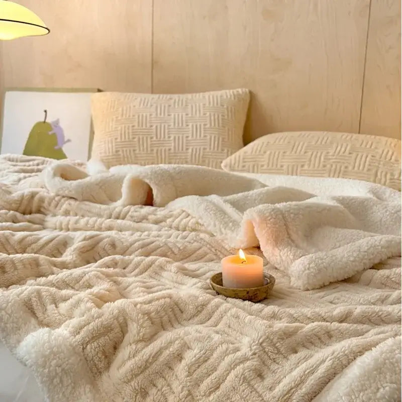 Grey Wool Double-Layer Blanket