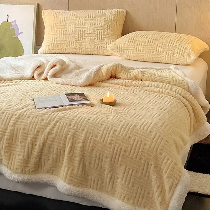 Grey Wool Double-Layer Blanket