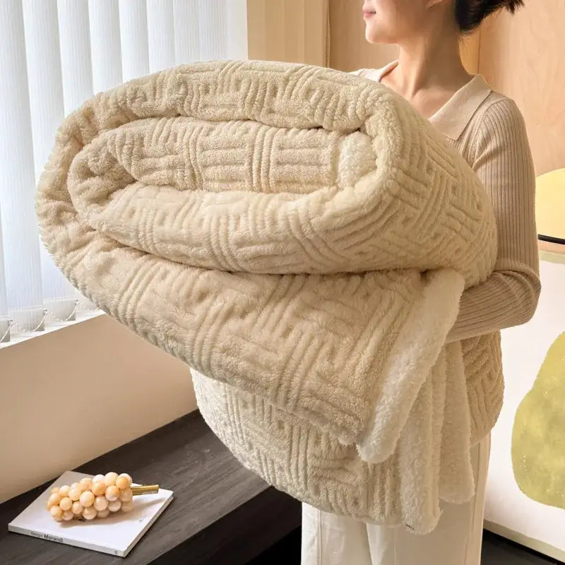 Grey Wool Double-Layer Blanket