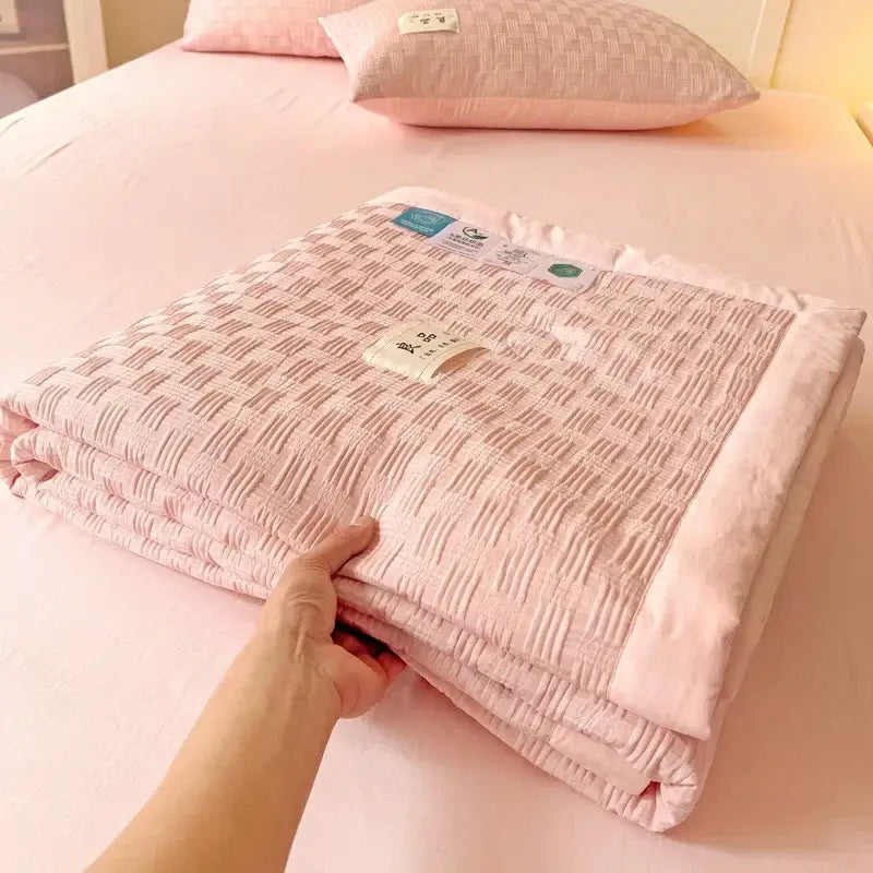 White Green Jacquard Blanket